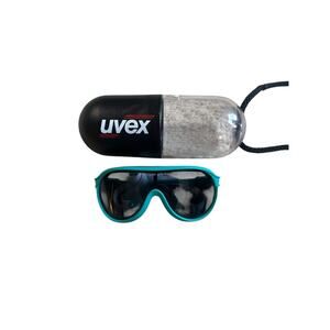 Vintage 80s 90s Uvex Teal Turquoise Shield Sunglasses W/Case RARE!